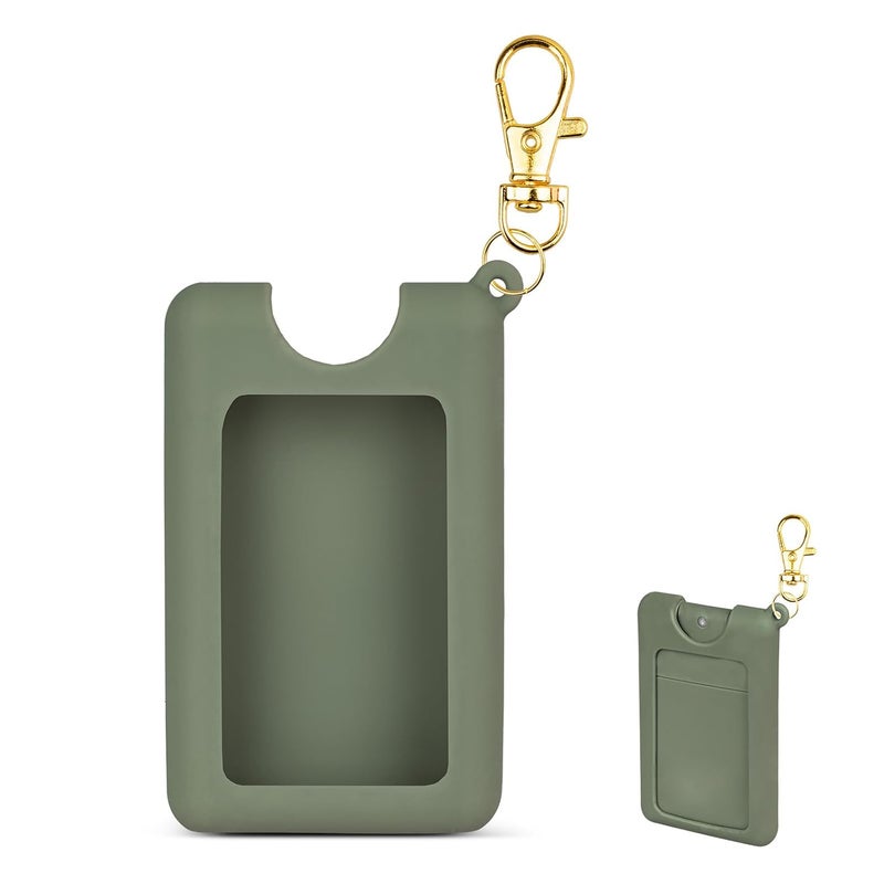 VANEST Silicone Case Compatible with Noshinku Pocket Hand Sanitizer, Protective Case with Keychain for Refillable Travel Size, Hand Sanitizer Spray Accessory (Dark Green) - Image 1